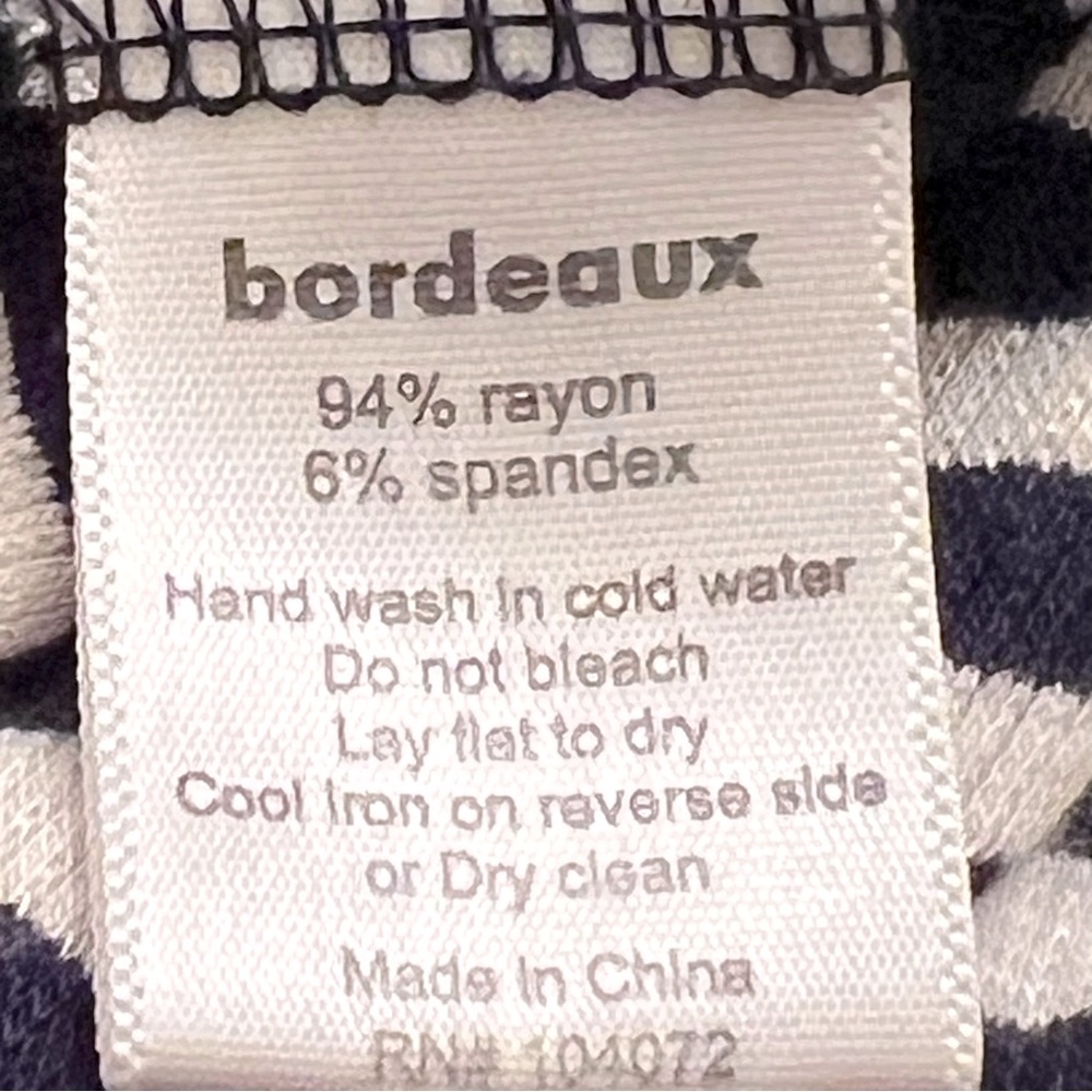 Bordeaux Blue White Striped Long Sleeve Scoop Neck Sweater - Picture 10 of 12
